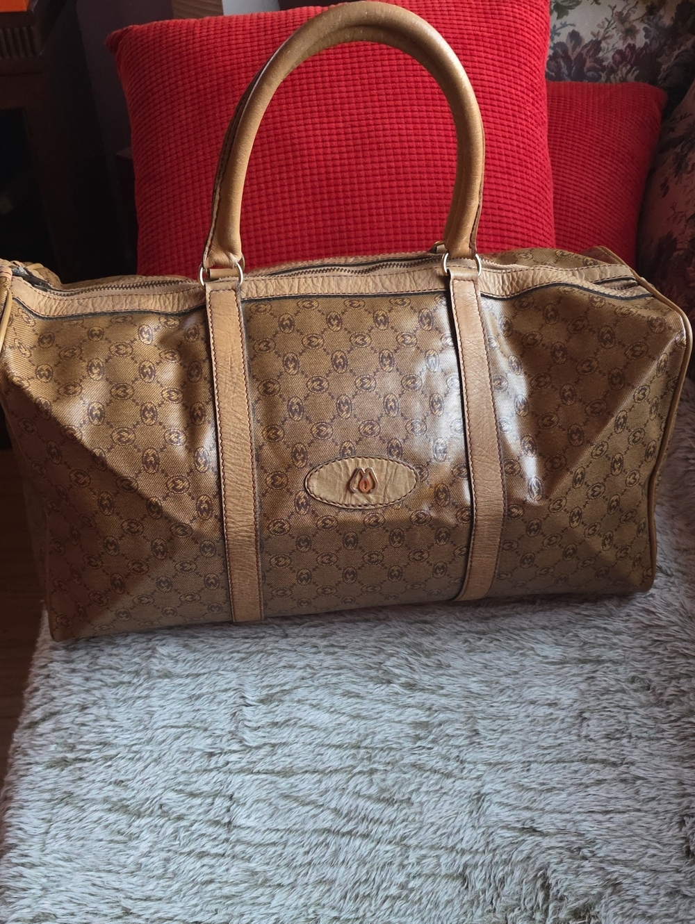 Travel Duffel Bag with Leather Trim